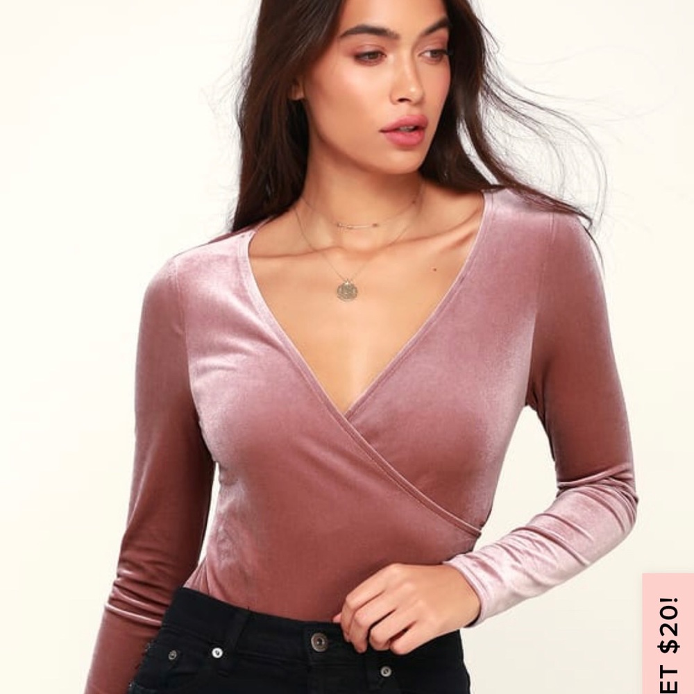 Lulus Velvet Long sleeve Bodysuit
